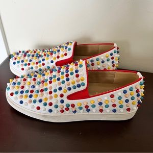 ON SALE!  Christian Louboutin Studded Multi-coloured Funky Shoes Loafers Sz 40